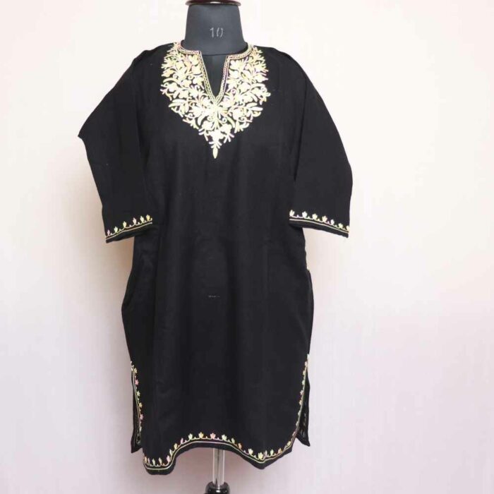 Black Cashmilon Ari Pheran/Short Kurta (L36)