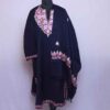 Navy Blue Semi Pashmina Ari Pheran with Stole