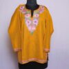 Mustard Pink Ruby Cotton Short Kurti with Ari Embroidery
