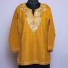 Mustard Yellow Ruby Cotton Short Kurti with Ari Embroidery