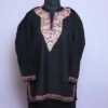 Black Bodh Posh Ruby Cotton Short Kurti with Ari Embroidery