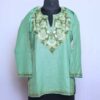Green Ruby Cotton Short Kurti with Ari Embroidery