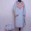 Ash Grey Badam Ruby Cotton Kashmiri Ari Coord Set