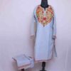 Ash Grey Posh Ruby Cotton Kashmiri Ari Co Ord Set