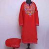 Kashmiri Coord Set Red Ruby Cotton with Ari Embroidery