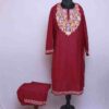 Kashmiri Co Ord Set Maroon Ruby Cotton with Ari Embroidery