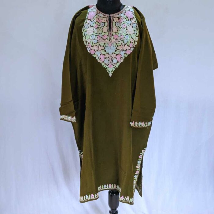 Zikar Olive Green Lokut Posh Raffal Ari Pheran - Image 3