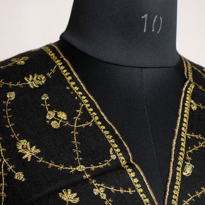Black Pashmina Beautiful Sozni Work Stole - Image 3