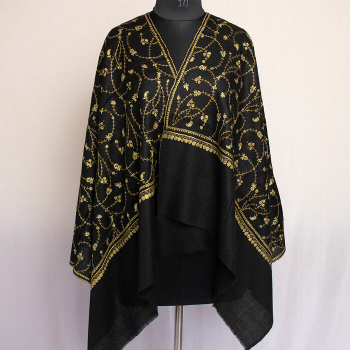 Black Pashmina Beautiful Sozni Work Stole