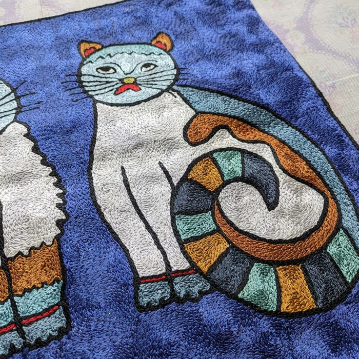 Cats Chainstitch Cushion Cover 16×16 (Pair) - Image 2