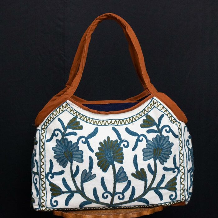 Blue Crewel Casual Handbag