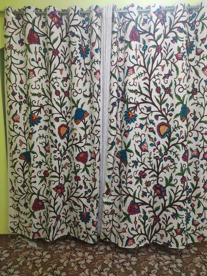 Multicolor Kashmiri Handmade Crewel Work Curtain