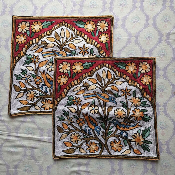 Tree of Life Chainstitch Cushion Cover 16×16 (Pair)