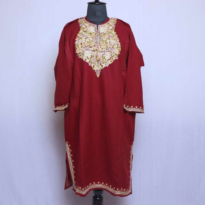 Maroon Premium Cashmilon Ari Pheran - Image 2