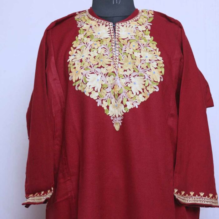 Maroon Premium Cashmilon Ari Pheran