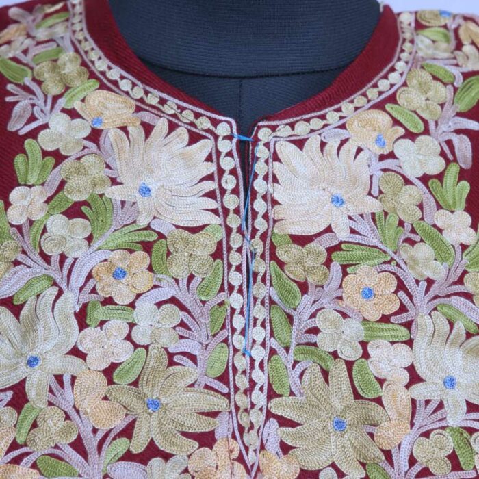 Maroon Premium Cashmilon Ari Pheran - Image 3