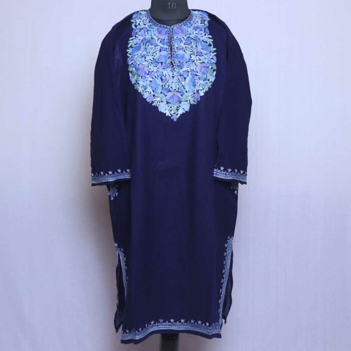 Beautiful Blue Premium Cashmilon Ari Pheran - Image 3