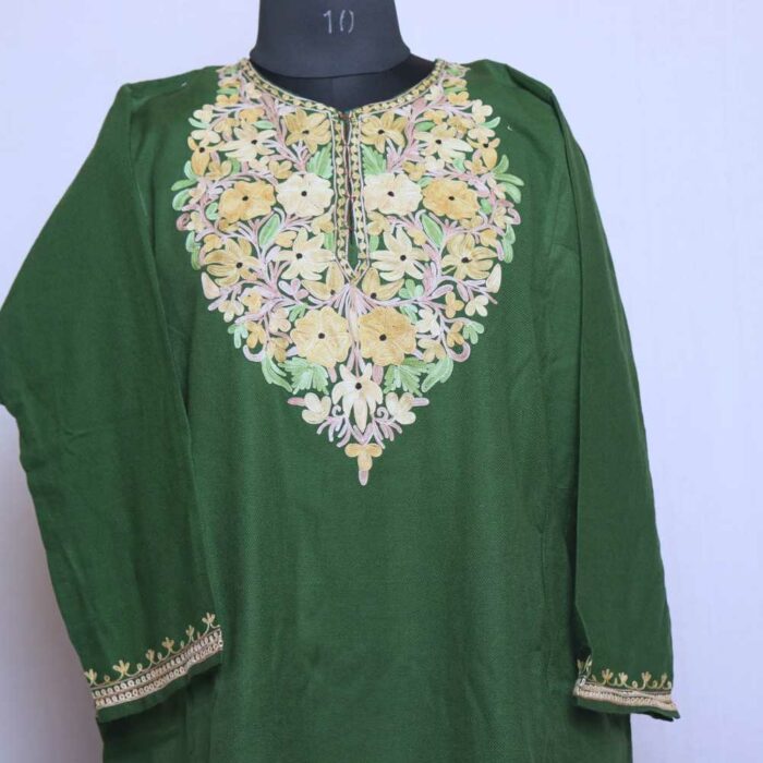 Gorgeous Green Premium Cashmilon Ari Pheran