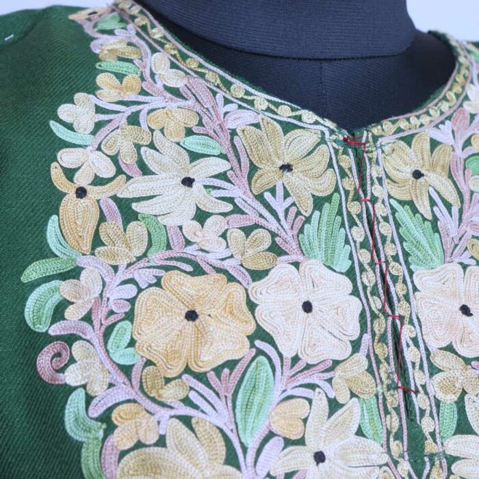 Gorgeous Green Premium Cashmilon Ari Pheran - Image 3