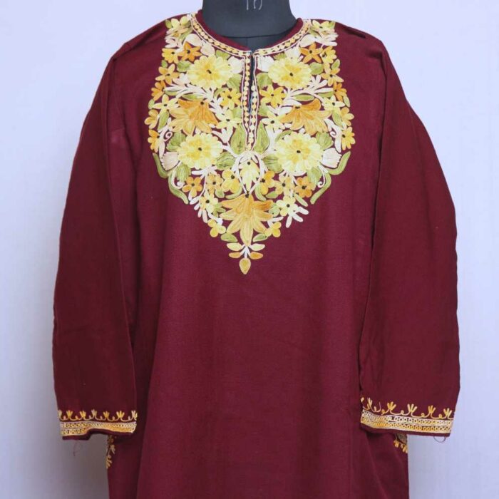 Maroon Posh Premium Cashmilon Ari Pheran