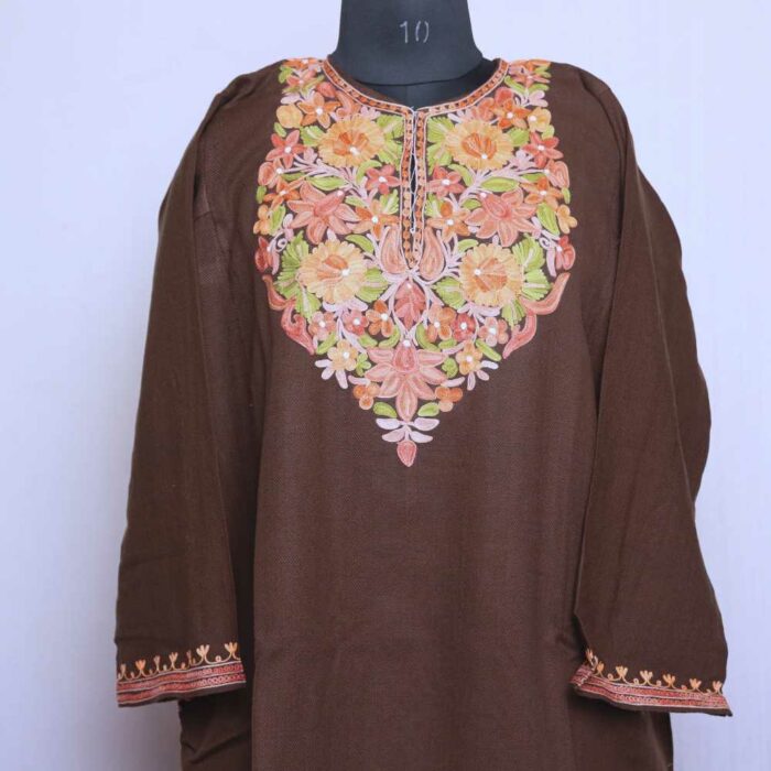 Brown Premium Cashmilon Ari Pheran