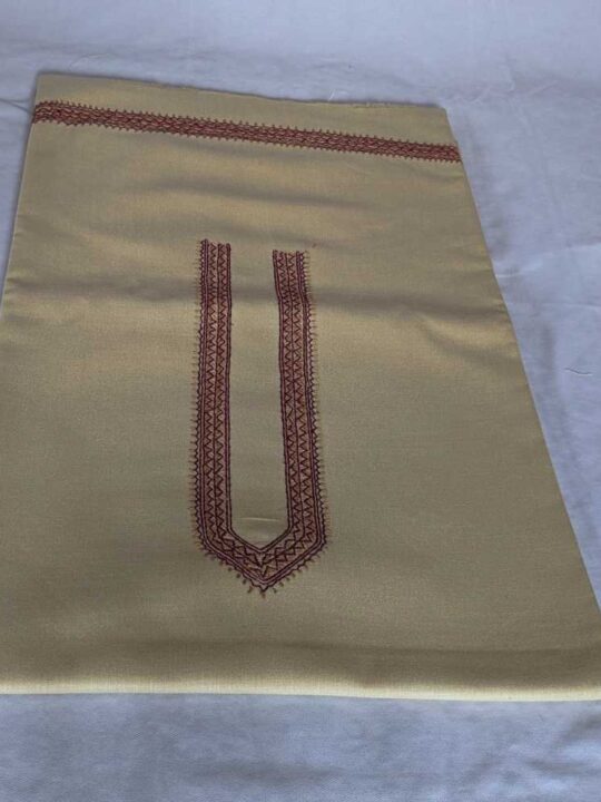 Kashmiri Men’s Kurta Pyjama in Ruby Cotton - Hand Sozni Work