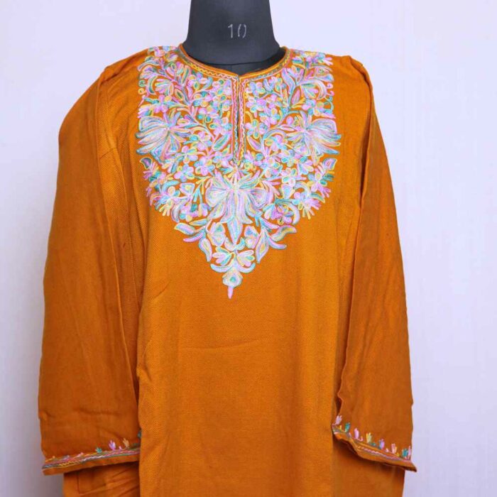 Mustard Cashmilon Posh Ari Pheran - Image 2