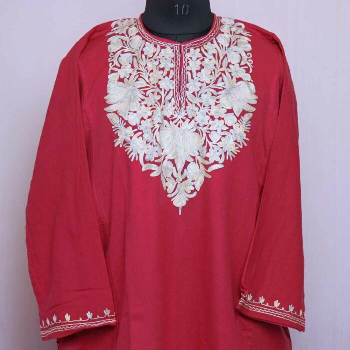 Pink Sheen Cashmilon Ari Pheran - Image 3