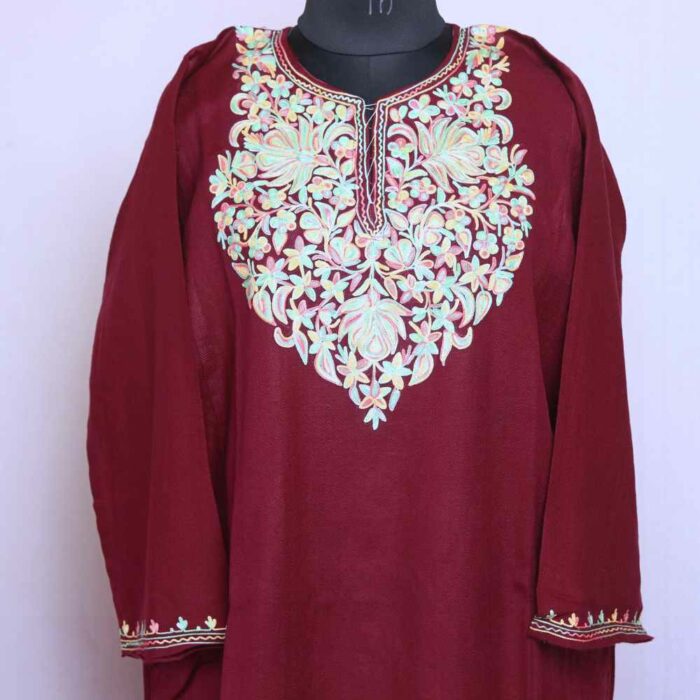 Maroon Poshbagh Cashmilon Ari Pheran - Image 2