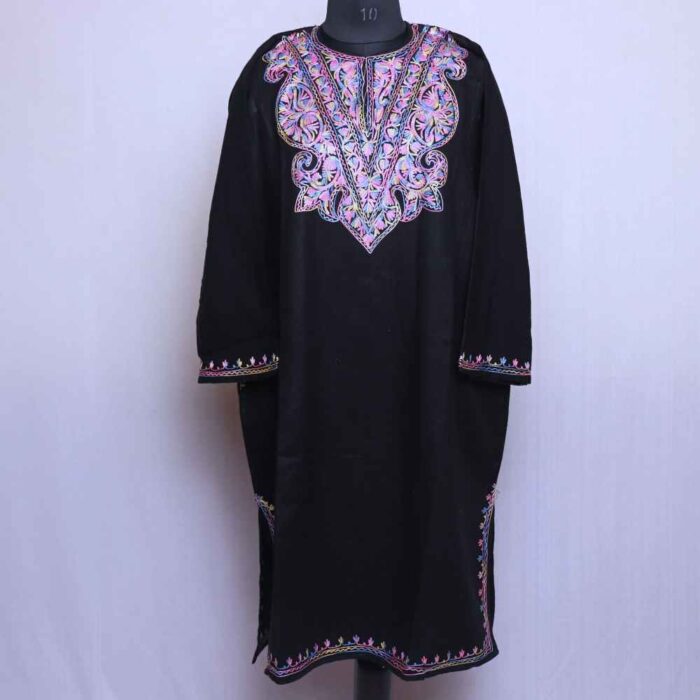 Black Kashmiri Winter Phiran for Cozy Comfort - Image 2