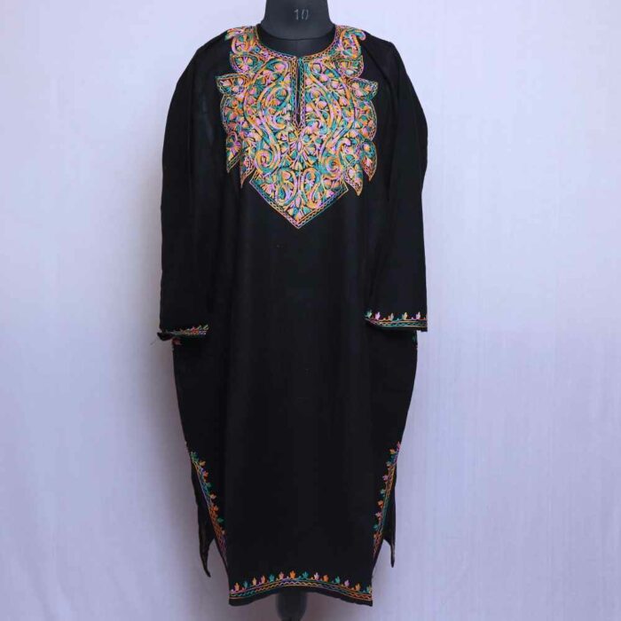 Black Hawli Cashmilon Aari Pheran - Image 2