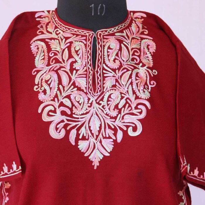 Maroon Kids Traditional Kashmiri Pheran L25 - Image 2