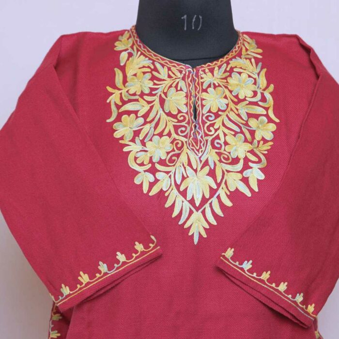 Pink Posh Cashmilon Girls Pheran/Short Kurta (L30) - Image 2