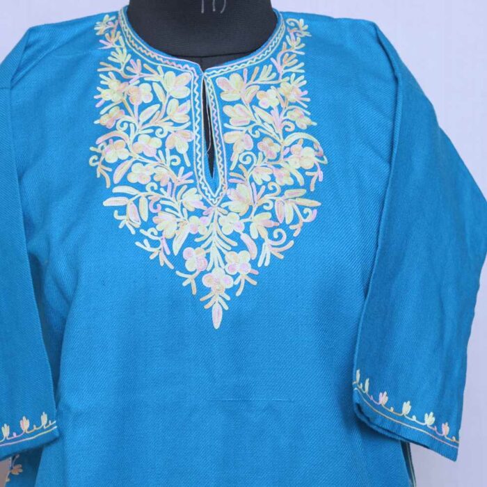 Blue Cashmilon Traditional Kids Ari Pheran (L30) - Image 2