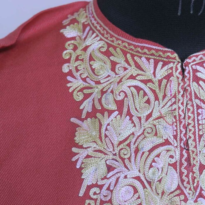 Pink Badam Cashmilon Girls Ari Pheran/Short Kurta  (L30) - Image 3