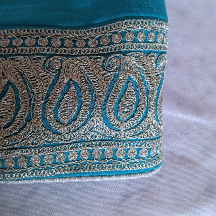 BlueGreen Semi Crepe Tilla Embroidered Saree - Image 2