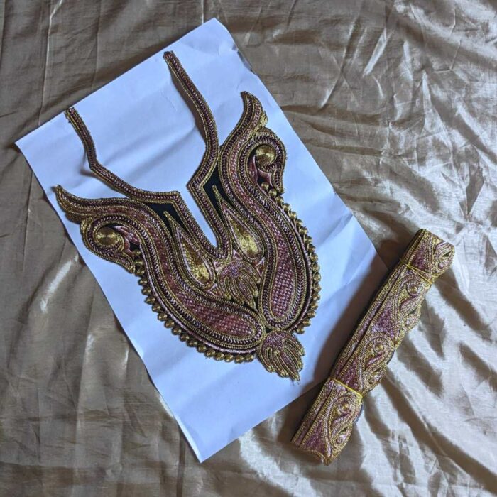 Badami Copper Golden Black Tilla Neck Patch with Border