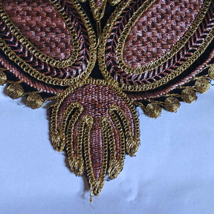 Badami Copper Golden Black Tilla Neck Patch with Border - Image 2