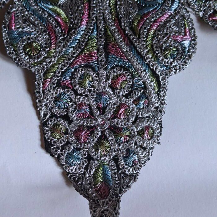 Silver Pink Badami Nukhta Tilla Neck Patch with Border - Image 2