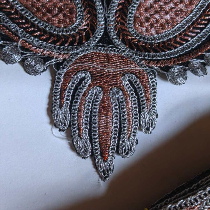 Badami Copper Silver Black Tilla Neck Patch with Border - Image 2