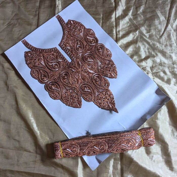 Copper Bronze Badami Nukhta Tilla Neck Patch with Border