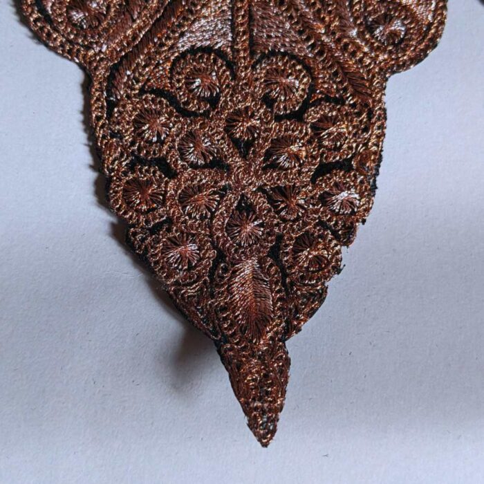 Copper Bronze Badami Nukhta Tilla Neck Patch with Border - Image 2