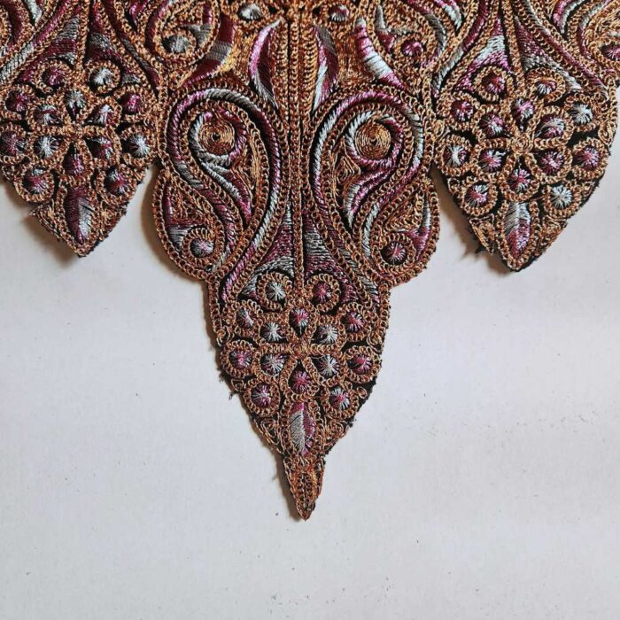 Copper Pink Badami Nukhta Tilla Neck Patch with Border - Image 2