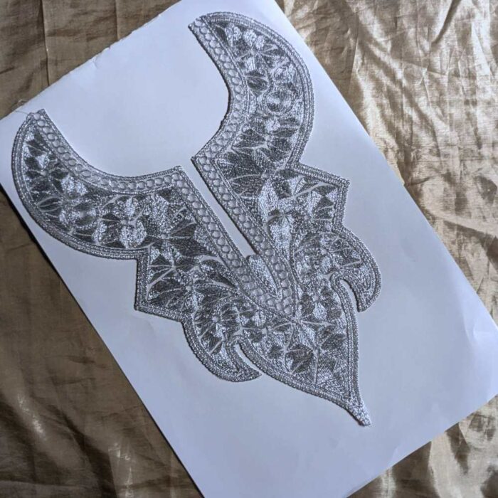 Silver Cutwork Neck Tilla Patch