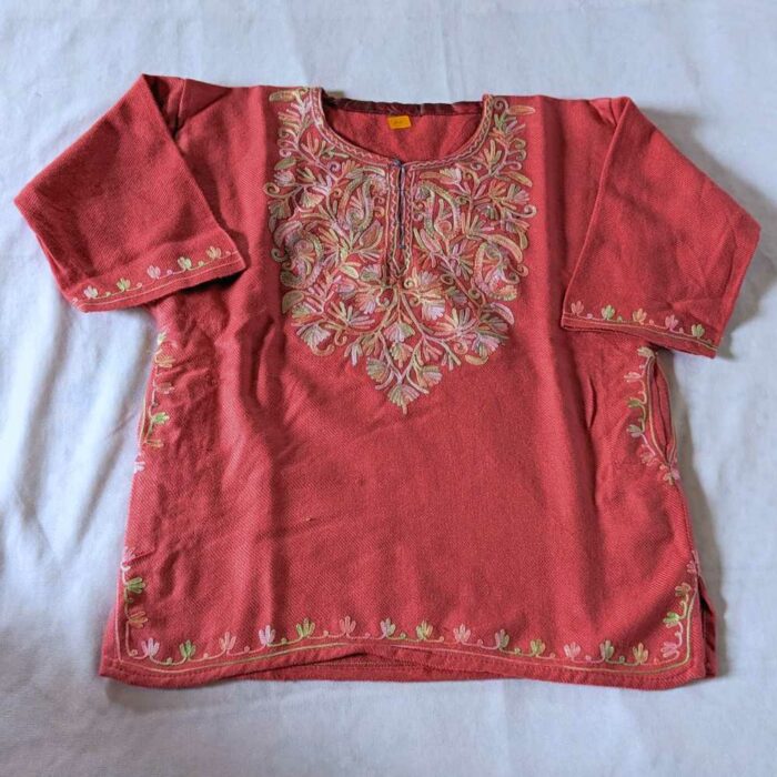 Pink Cashmilon Traditional Kids Ari Pheran (L19)