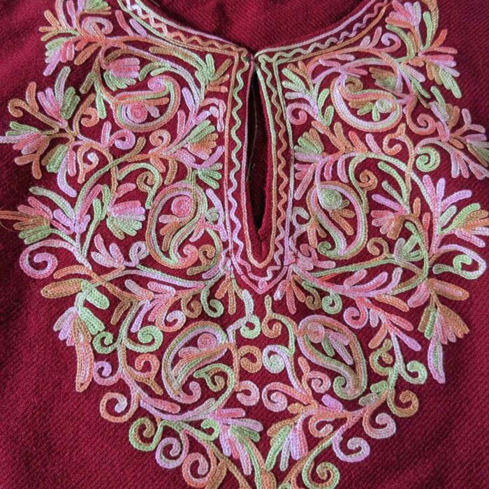 Maroon Cashmilon Traditional Kids Ari Pheran (L20) - Image 2