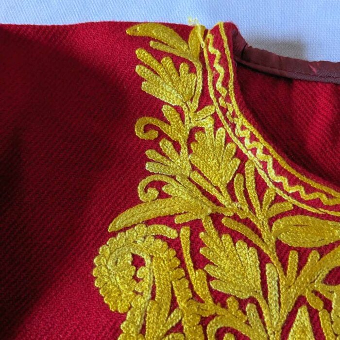 Red Cashmilon Traditional Kids Ari Pheran (L19) - Image 2