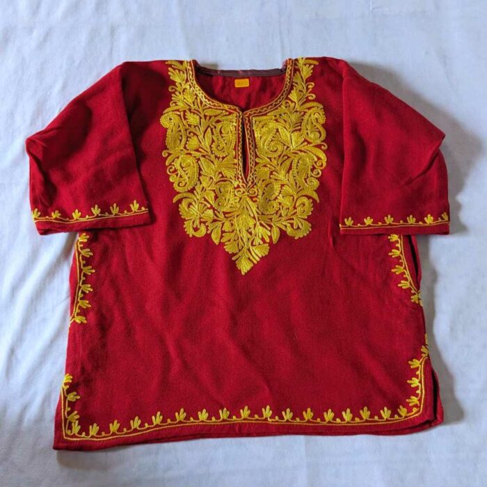 Red Cashmilon Traditional Kids Ari Pheran (L19)