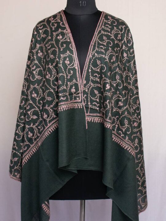 Black Pashmina Sozni Jali Hand Work Stole