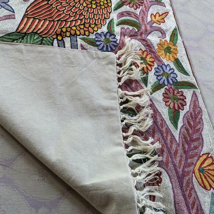 Peacock Kashmiri Chainstitch Wall Hanging 3x2 - Image 2